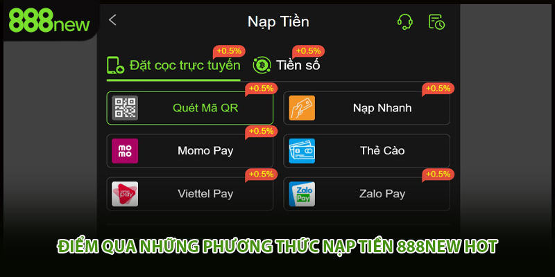 Điểm qua những phương thức nạp tiền 888New hot